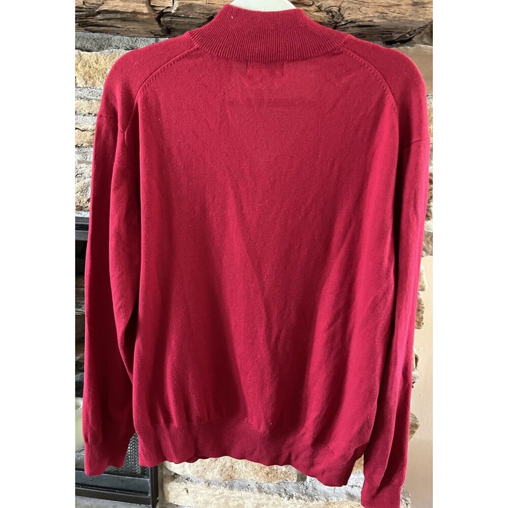 Orvis Sweater Mens Size Large Red 1/4 Zip Silk Cashmere Blend Long Sleeve - Picture 2 of 7